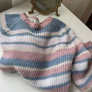 Vintage Knit Pastel Striped Sweater